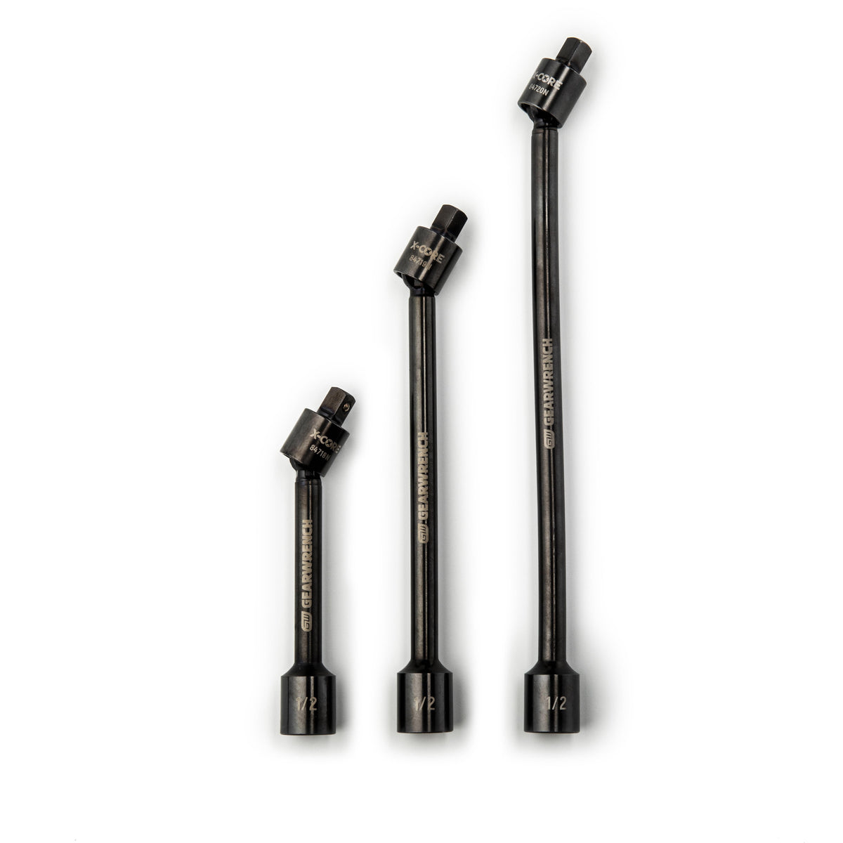 Gearwrench 84721N 3 Piece 1/2" Drive X-Core™ Pinless Universal Joint Impact Extension Set 6", 9" & 12"