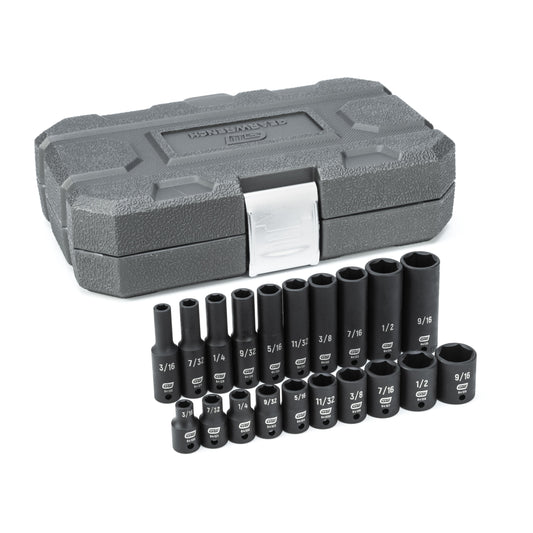Gearwrench 84900 20 Piece 1/4" Drive 6 Point Standard and Deep Impact SAE Socket Set