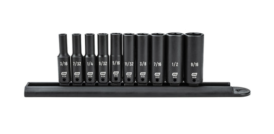 Gearwrench 84908 10 Piece 1/4" Drive 6 Point Deep Impact SAE Socket Set