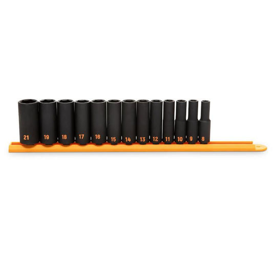 Gearwrench 84914H 13 Piece 3/8" Drive 6 Point Metric Hi-Viz Deep Impact Socket Set