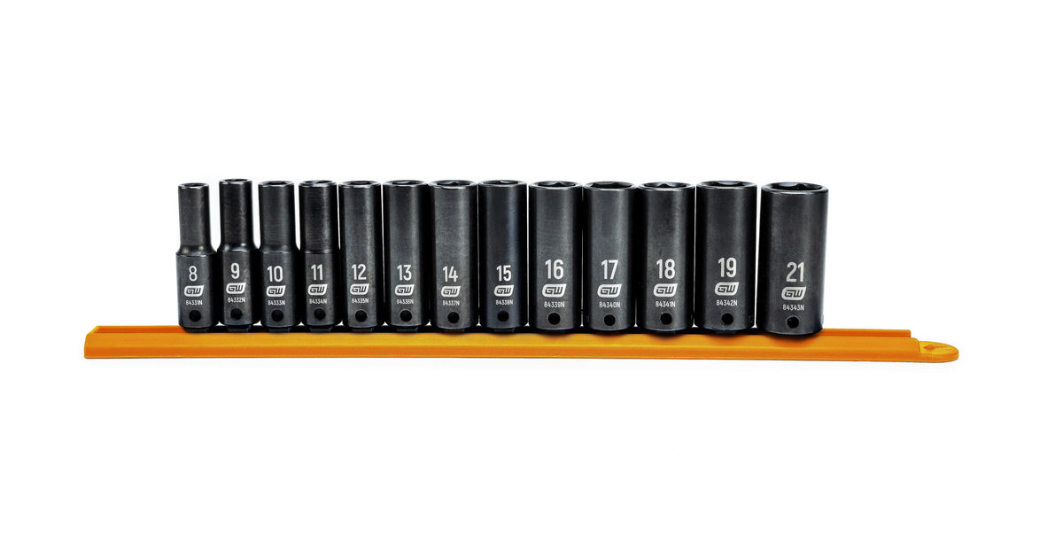 Gearwrench 84914N 13 Piece 3/8" Drive 6 Point Deep Impact Metric Socket Set