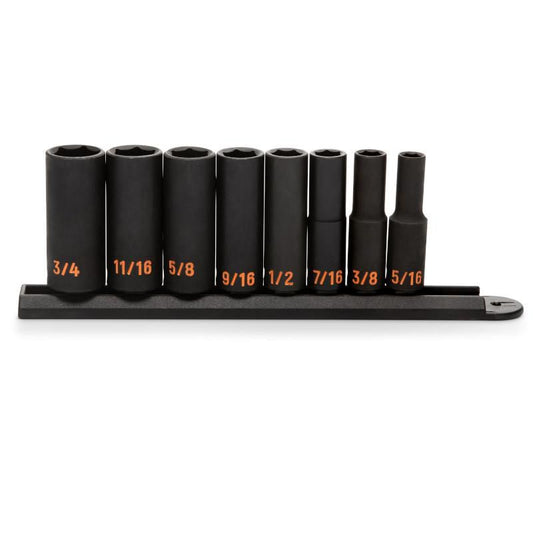 Gearwrench 84915H 8 Piece 3/8" Drive 6 Point SAE Hi-Viz Deep Impact Socket Set