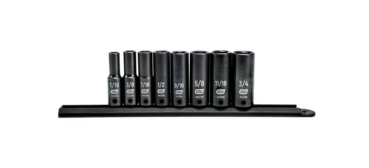 Gearwrench 84915N 8 Piece 3/8" Drive 6 Point Deep Impact SAE Socket Set