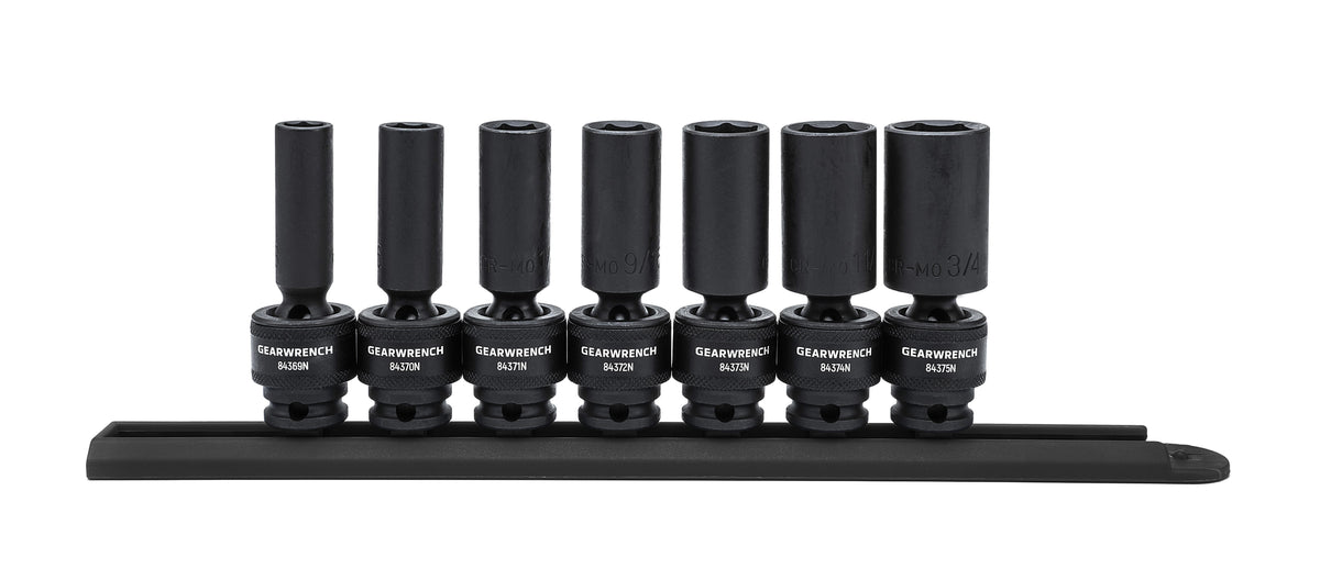Gearwrench 84923N 7 Piece 3/8" Drive 6 Point Deep Universal Impact SAE Socket Set