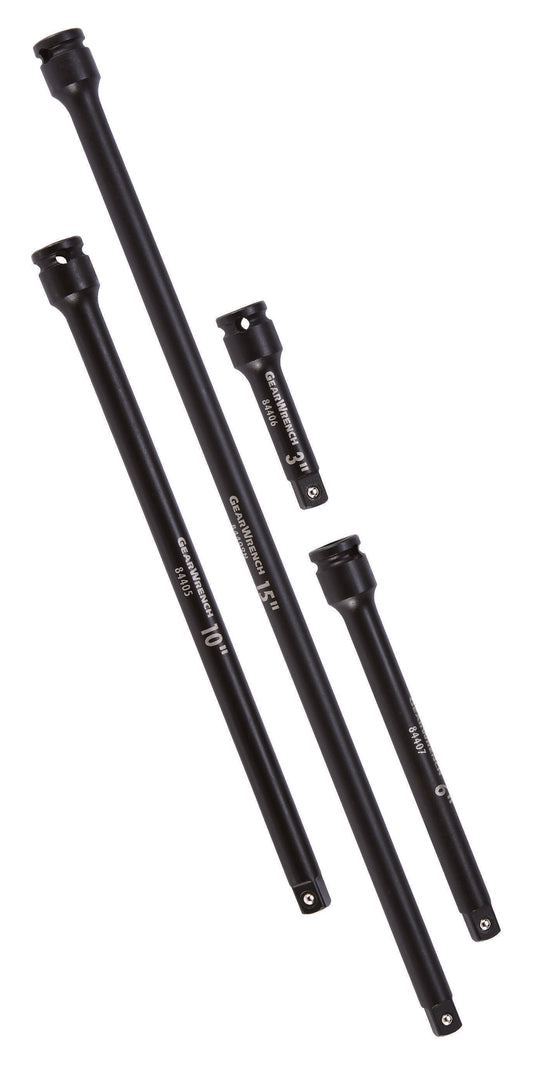 Gearwrench 84926N 4 Piece 3/8" Drive Impact Extension Set 3", 6", 10" & 15"