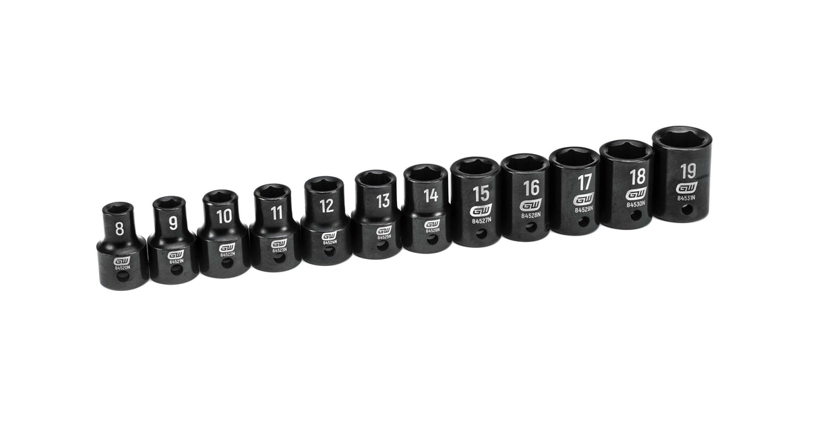 Gearwrench 84930N 12 Piece 1/2" Drive 6 Point Standard Impact Metric Socket Set