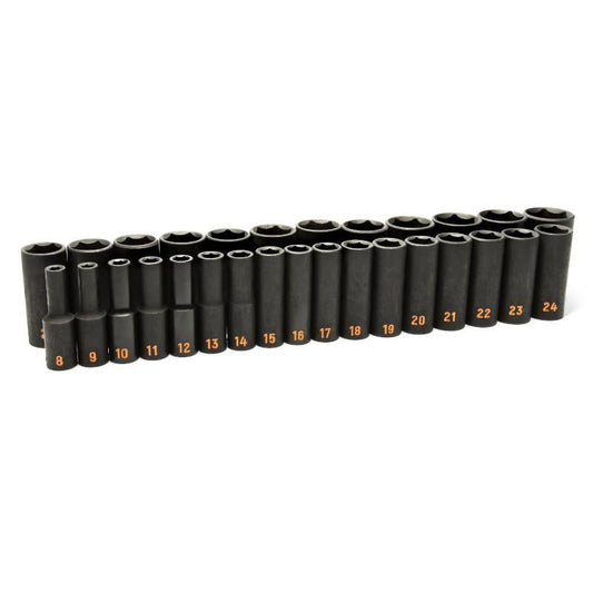 Gearwrench 84935H 29 Piece 1/2" Drive 6 Point Metric Hi-Viz Deep Impact Socket Set