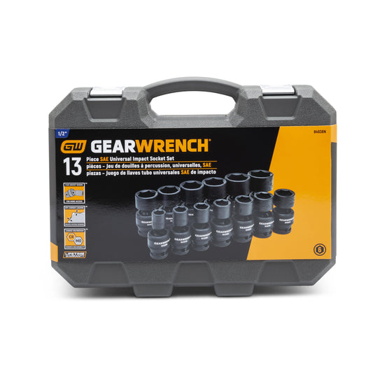 Gearwrench 84938N 13 Piece 1/2" Drive 6 Point Standard Universal Impact SAE Socket Set