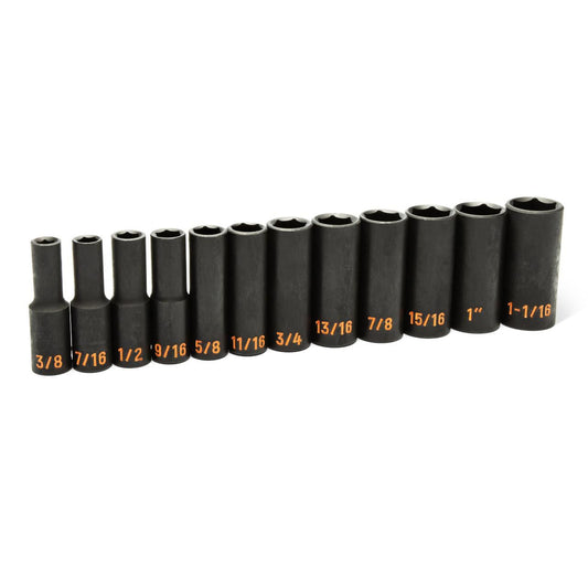 Gearwrench 84942H 12 Piece 1/2" Drive 6 Point SAE Hi-Viz Deep Impact Socket Set