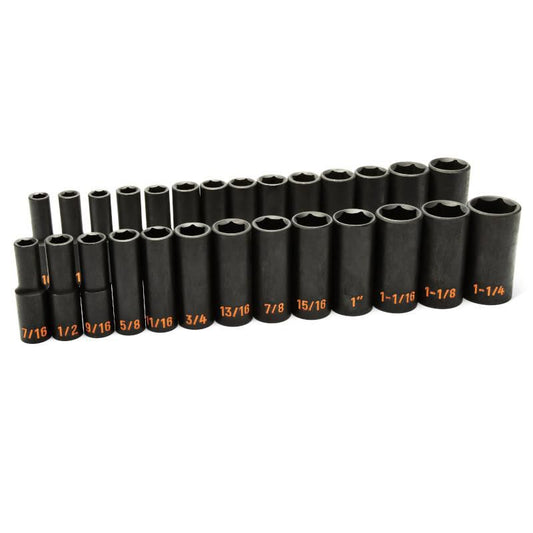 Gearwrench 84949H 27 Piece 1/2" Drive 6 Point SAE/Metric Hi-Viz Deep Impact Socket Set