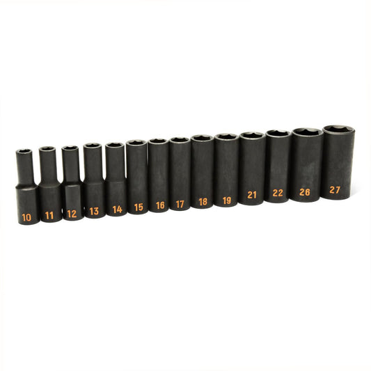 Gearwrench 84955H 14 Piece 1/2" Drive 6 Point Metric Hi-Viz Deep Impact Socket Set