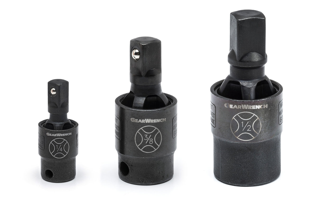 Gearwrench 84960 3 Piece 1/4", 3/8" & 1/2" Drive X-Core™ Pinless Impact Universal Joint Set