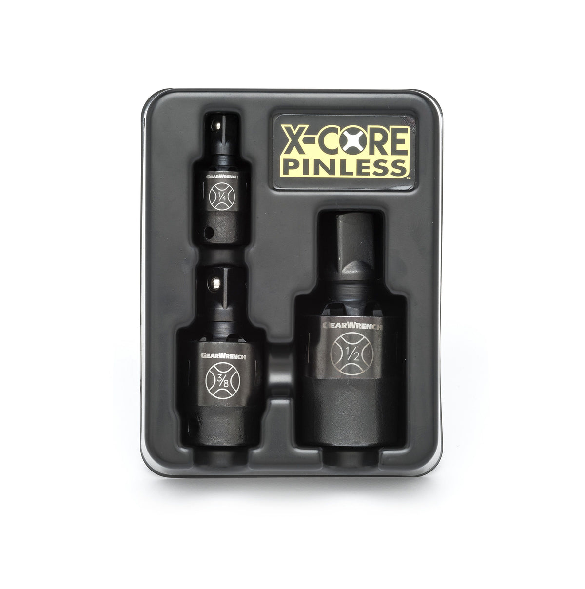 Gearwrench 84960 3 Piece 1/4", 3/8" & 1/2" Drive X-Core™ Pinless Impact Universal Joint Set