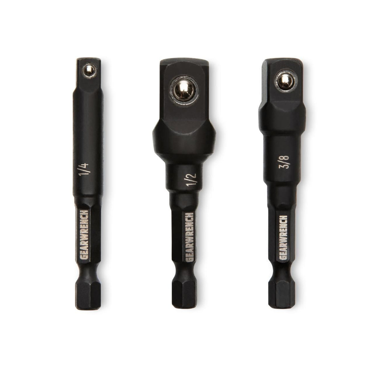 Gearwrench 84967 3 Piece 1/4" x 2-1/2" Hex Impact Adapter Set