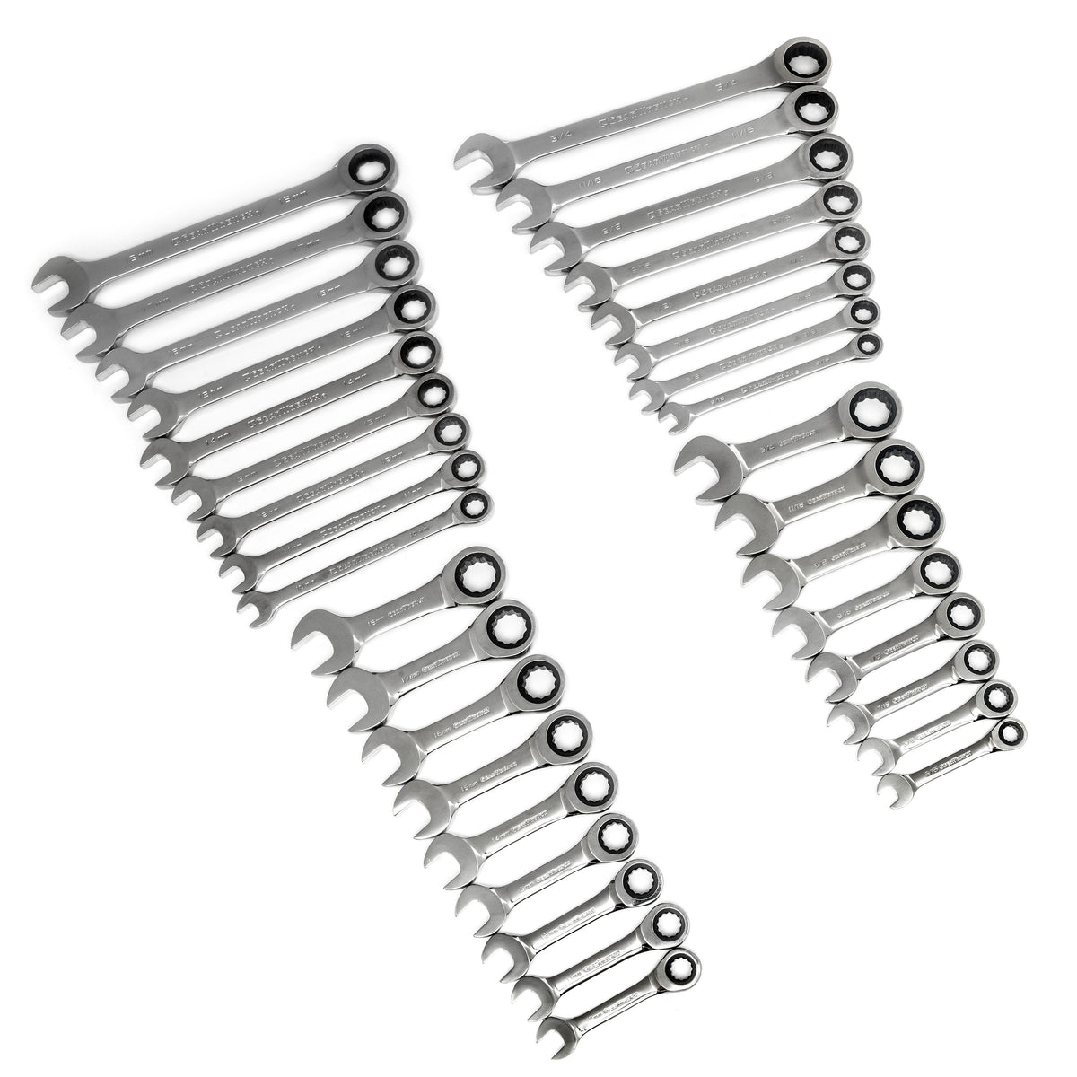 Gearwrench 85034 34 Piece 72-Tooth 12 Point Standard and Stubby Ratcheting Combination SAE/Metric Wrench Set