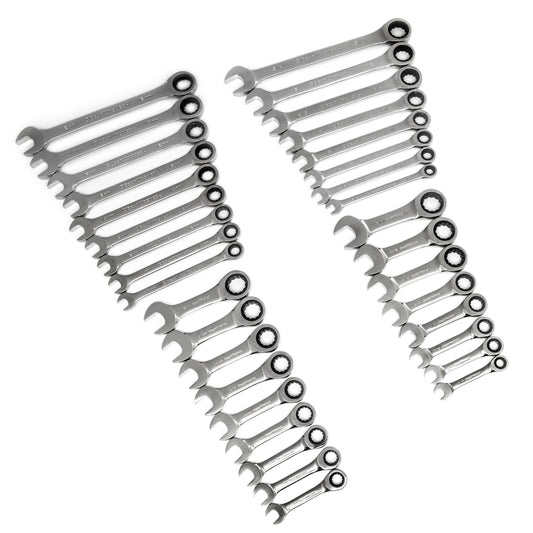 Gearwrench 85034 34 Piece 72-Tooth 12 Point Standard and Stubby Ratcheting Combination SAE/Metric Wrench Set