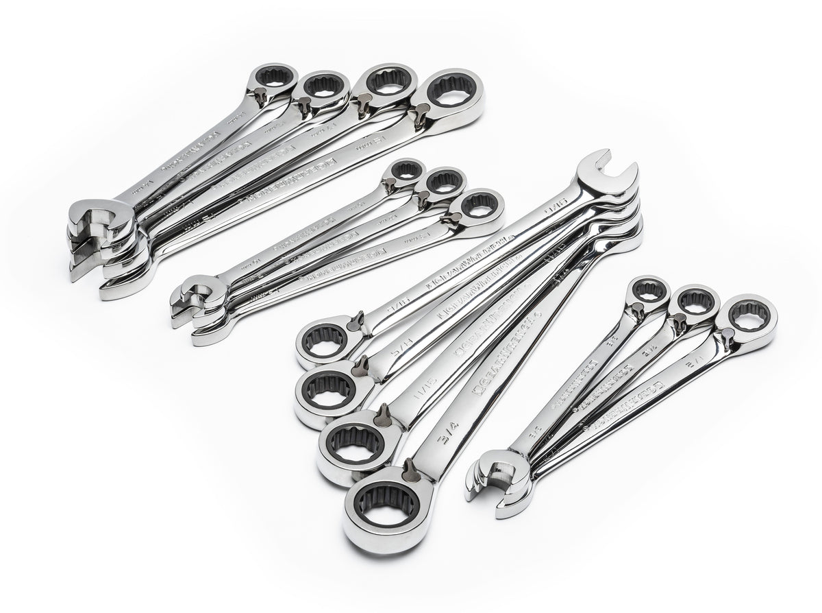Gearwrench 85142 14 Piece 72-Tooth 12 Point Reversible Ratcheting Combination SAE/Metric Wrench Set