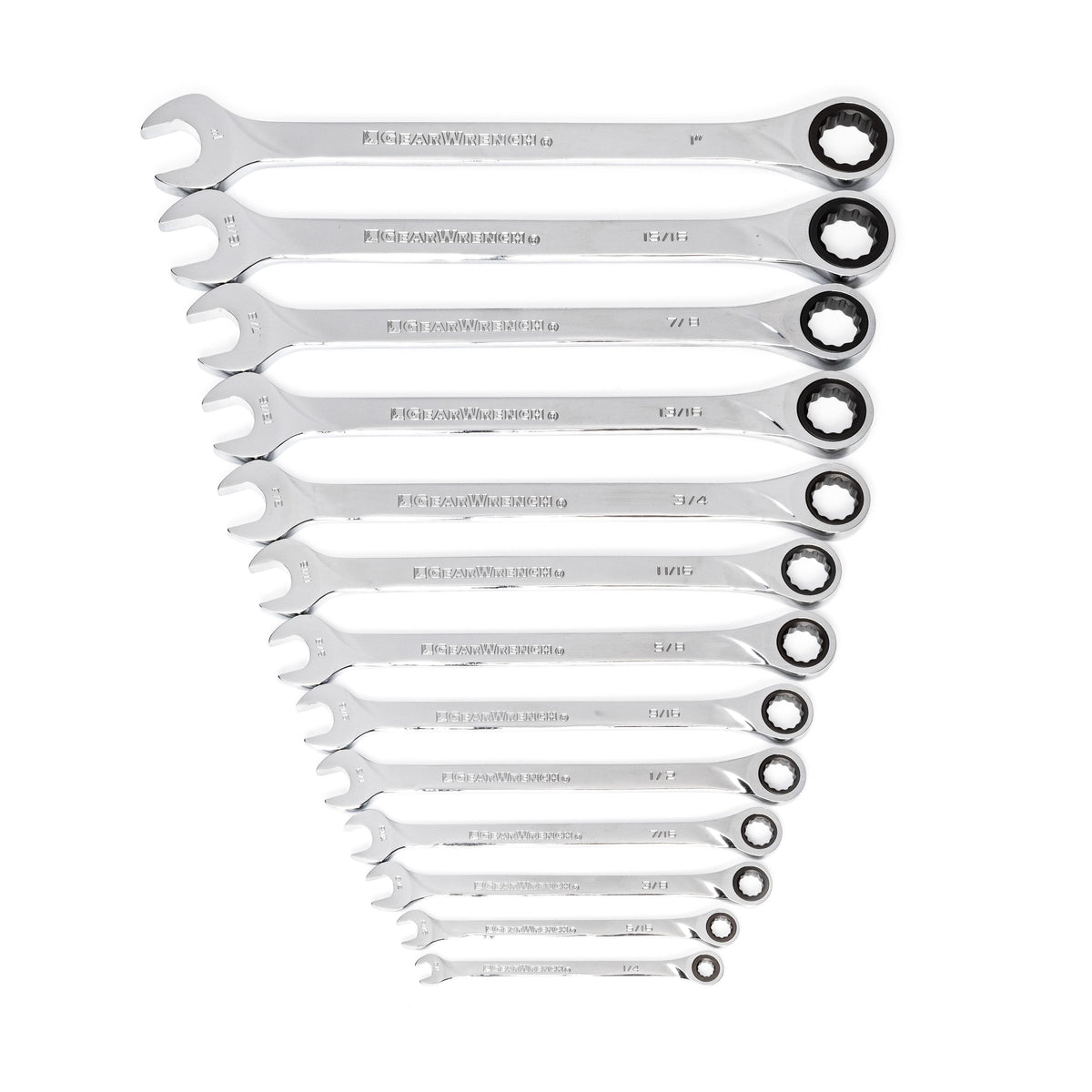 Gearwrench 85199 13 Piece 72-Tooth 12 Point XL Ratcheting Combination SAE Wrench Set