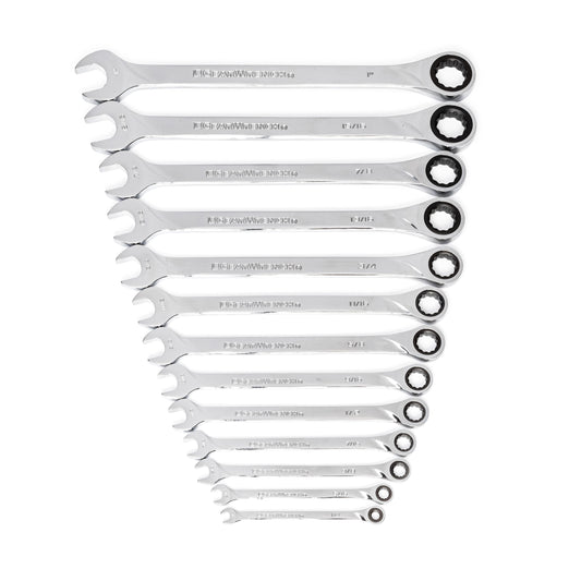 Gearwrench 85199 13 Piece 72-Tooth 12 Point XL Ratcheting Combination SAE Wrench Set