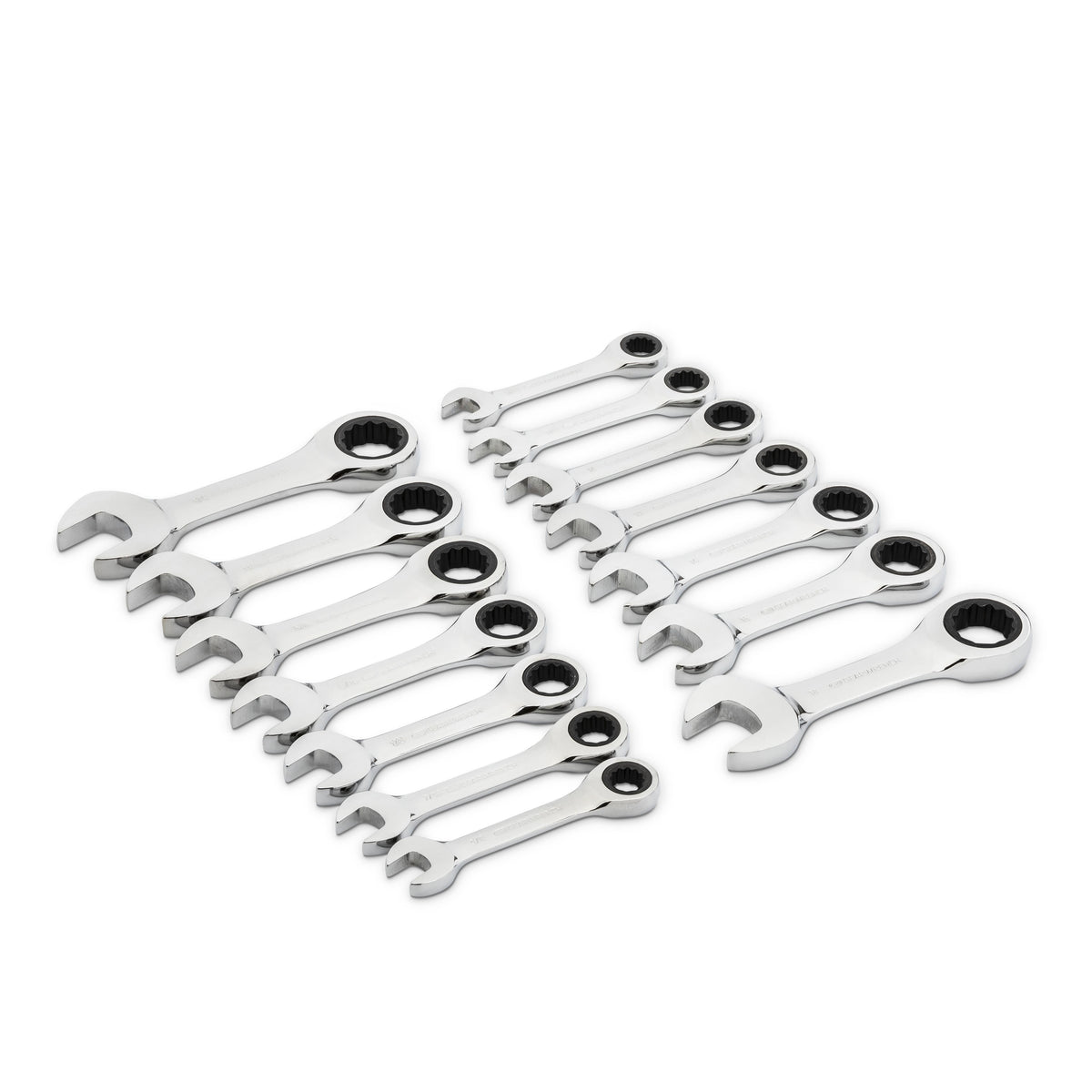 Gearwrench 85206 14 Piece 72-Tooth 12 Point Stubby Ratcheting SAE/Metric Combination Wrench Set