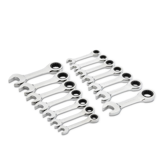 Gearwrench 85206 14 Piece 72-Tooth 12 Point Stubby Ratcheting SAE/Metric Combination Wrench Set
