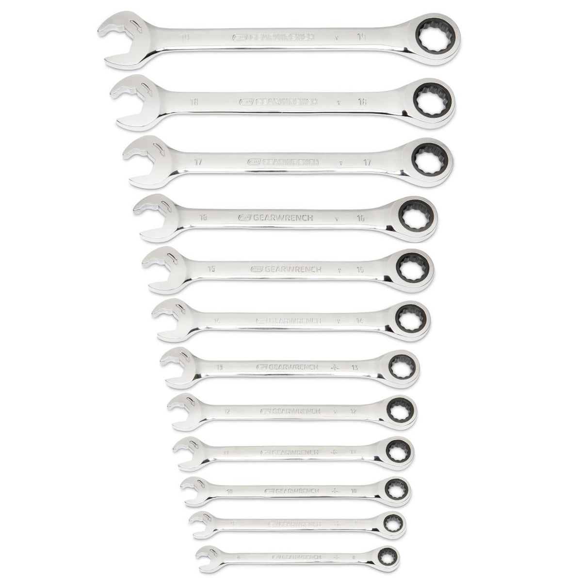 Gearwrench 85597 12 Piece 72-Tooth 12 Point Open End Ratcheting Metric Wrench Set