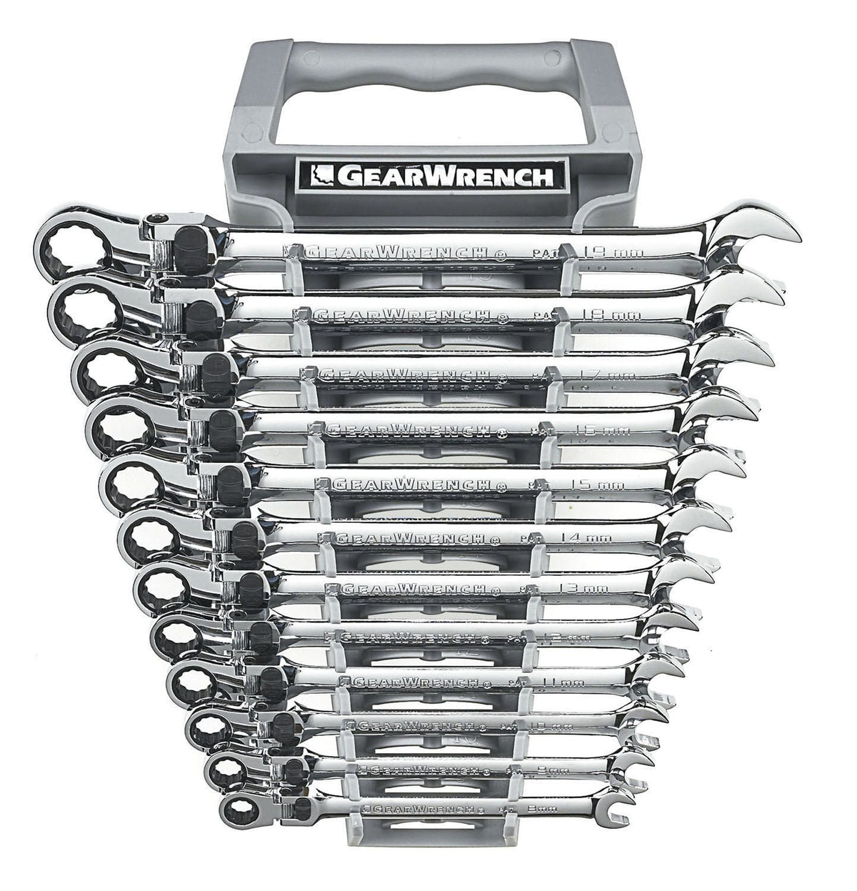 Gearwrench 85698 12 Piece 72-Tooth 12 Point XL Locking Flex Head Ratcheting Combination Metric Wrench Set