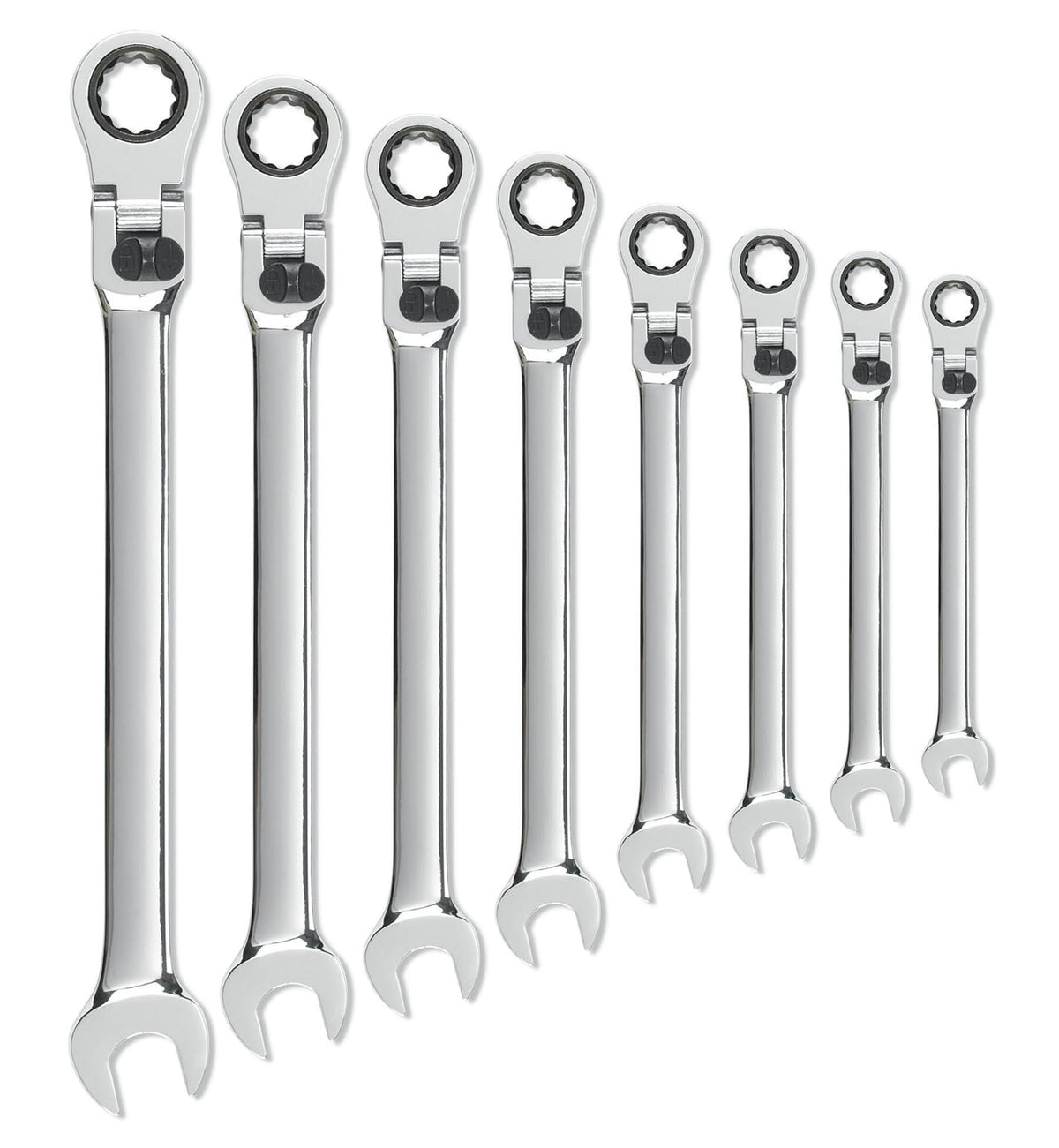 Gearwrench 85798 8 Piece 72-Tooth 12 Point XL Locking Flex Head Ratcheting Combination SAE Wrench Set