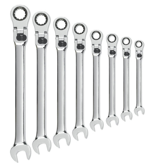 Gearwrench 85798 8 Piece 72-Tooth 12 Point XL Locking Flex Head Ratcheting Combination SAE Wrench Set