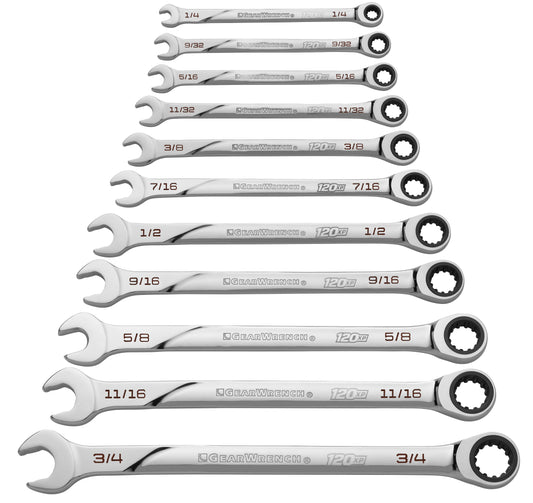 Gearwrench 86450 11 Piece 120XP™ Universal Spline XL Ratcheting Combination SAE Wrench Set