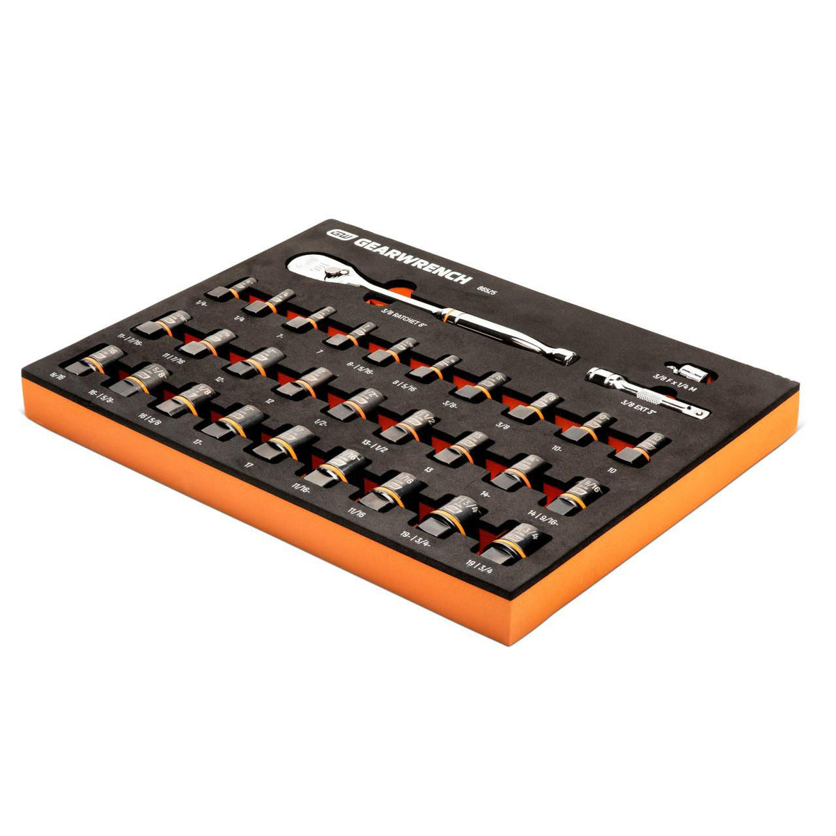 Gearwrench 86525 31 Piece 3/8" Drive 90T Ratchet and Bolt Biter™ Socket Set with Foam Storage Tray