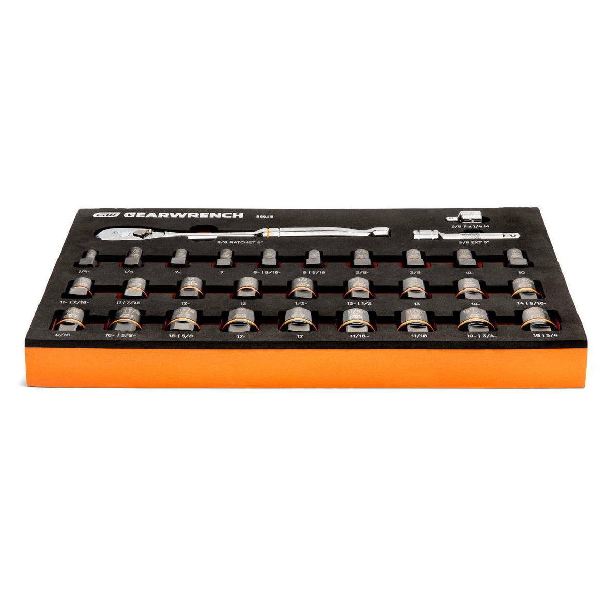 Gearwrench 86525 31 Piece 3/8" Drive 90T Ratchet and Bolt Biter™ Socket Set with Foam Storage Tray