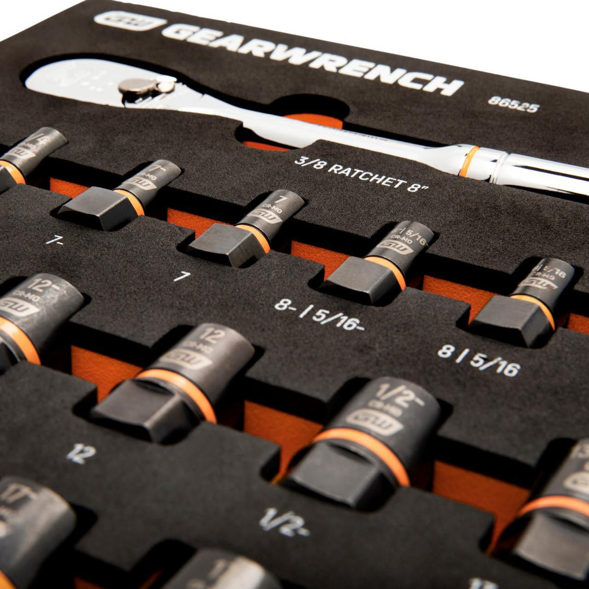 Gearwrench 86525 31 Piece 3/8" Drive 90T Ratchet and Bolt Biter™ Socket Set with Foam Storage Tray