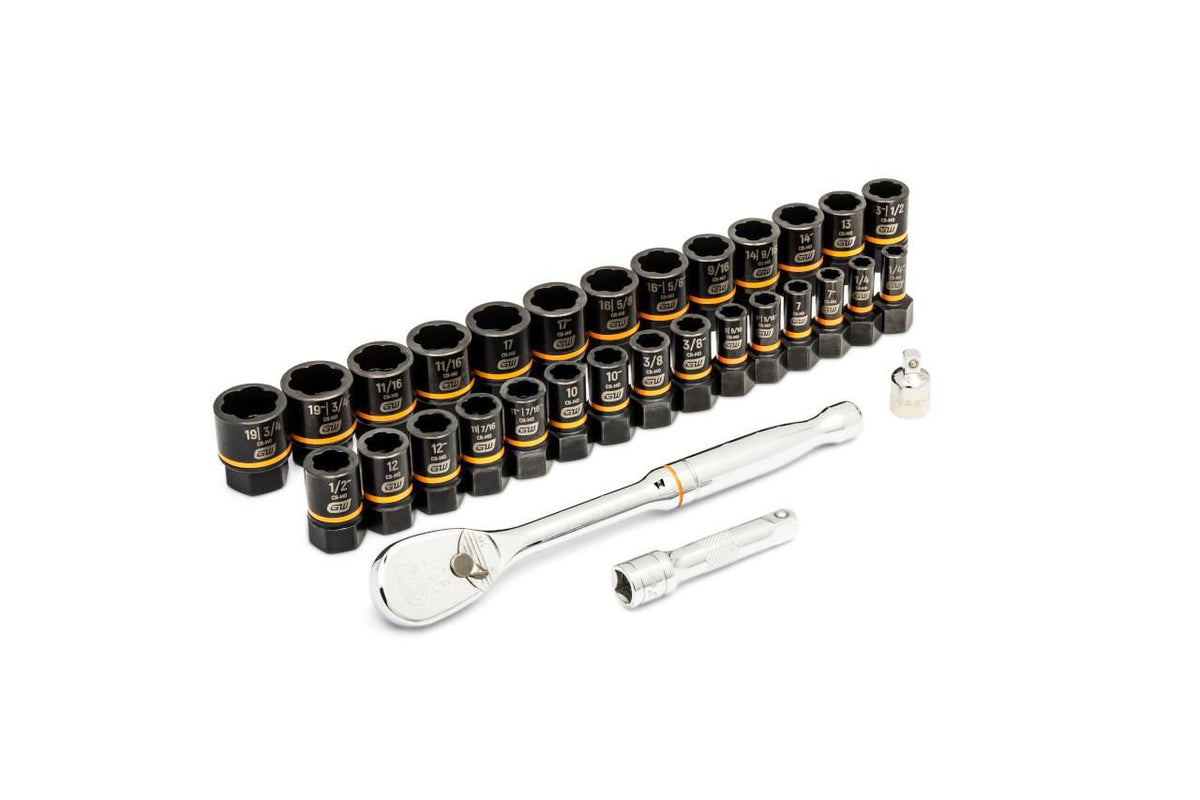 Gearwrench 86525 31 Piece 3/8" Drive 90T Ratchet and Bolt Biter™ Socket Set with Foam Storage Tray