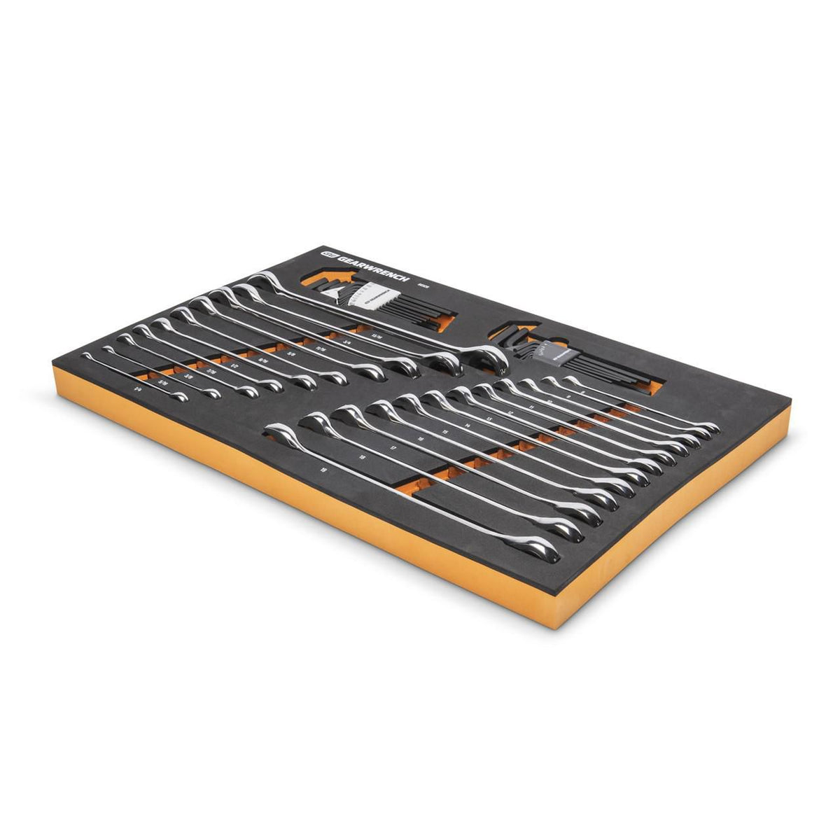 Gearwrench 86528 44 Piece 90T SAE/Metric Combination Ratcheting Wrench & Long Arm Hex Key Set with Foam Storage Tray