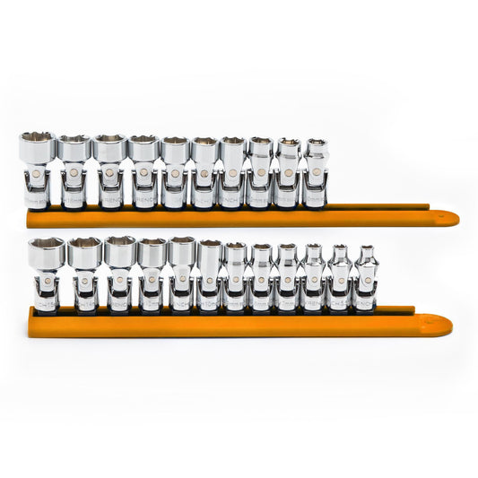 Gearwrench 86539 22 Piece 1/4" and 3/8" Drive 6 Point Metric Flex Socket Set
