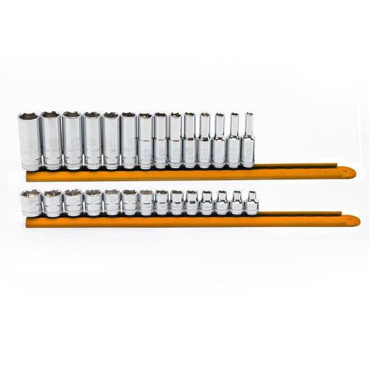Gearwrench 86540 28 Piece 3/8" Drive 6 Point Metric Standard and Deep Socket Set