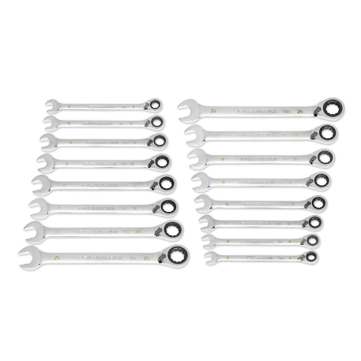 Gearwrench 86629 16 Piece 90-Tooth 12 Point Metric Reversible Ratcheting Wrench Set