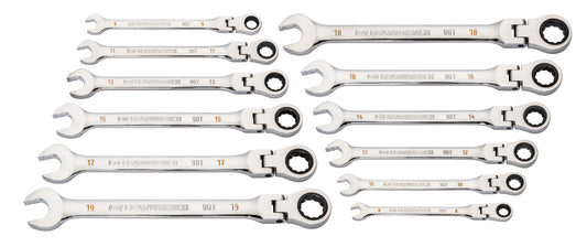 Gearwrench 86727 12 Piece 90-Tooth 12 Point Flex Head Ratcheting Combination Metric Wrench Set