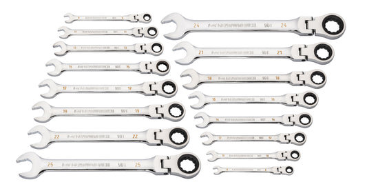 Gearwrench 86728 16 Piece 90-Tooth 12 Point Flex Head Ratcheting Combination Metric Wrench Set