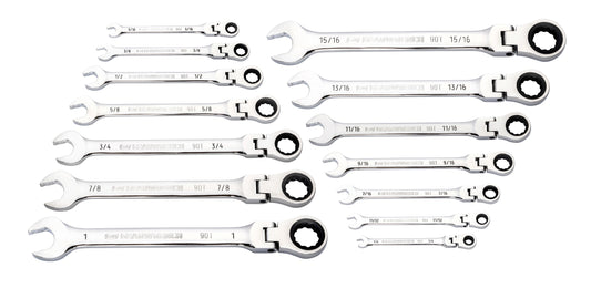Gearwrench 86759 14 Piece 90-Tooth 12 Point Flex Head Ratcheting Combination SAE Wrench Set