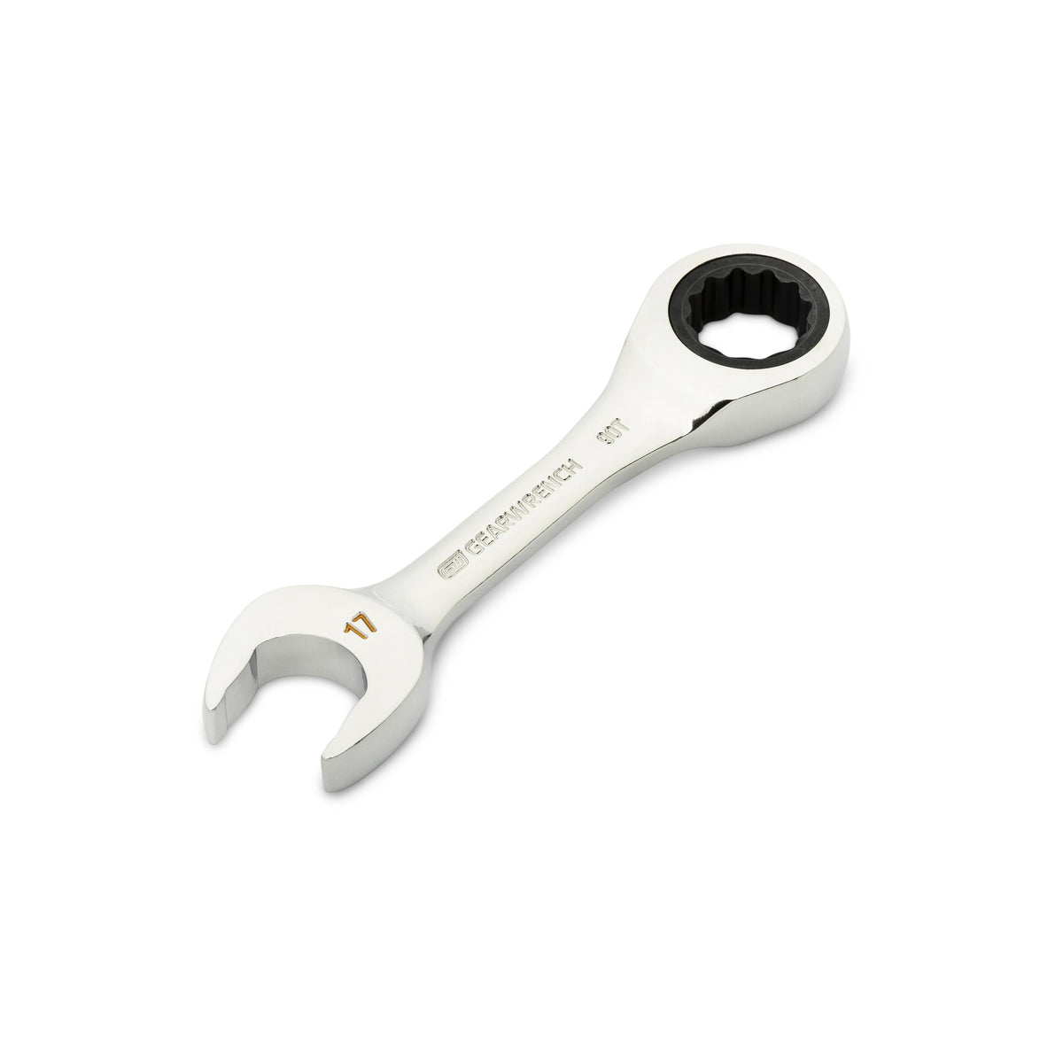 Gearwrench 86847 17mm 90-Tooth 12 Point Stubby Combination Ratcheting Wrench