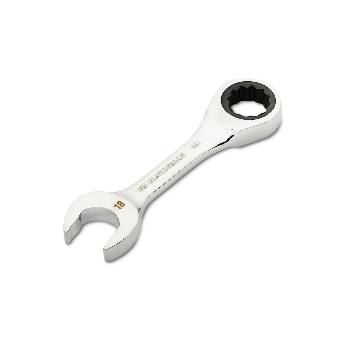 Gearwrench 86848 18mm 90-Tooth 12 Point Stubby Combination Ratcheting Wrench