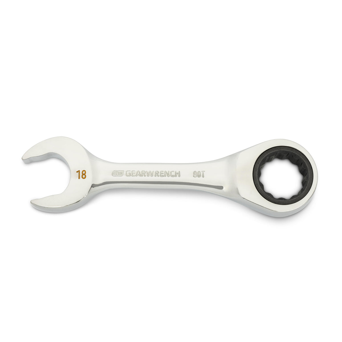 Gearwrench 86848 18mm 90-Tooth 12 Point Stubby Combination Ratcheting Wrench