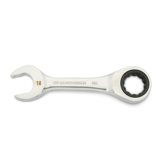 Gearwrench 86848 18mm 90-Tooth 12 Point Stubby Combination Ratcheting Wrench
