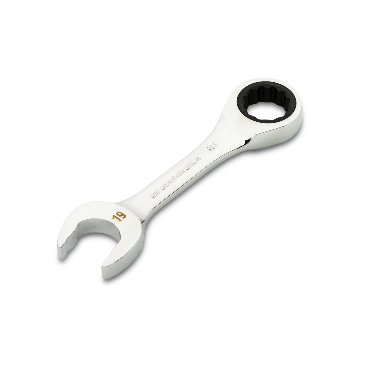 Gearwrench 86849 19mm 90-Tooth 12 Point Stubby Combination Ratcheting Wrench