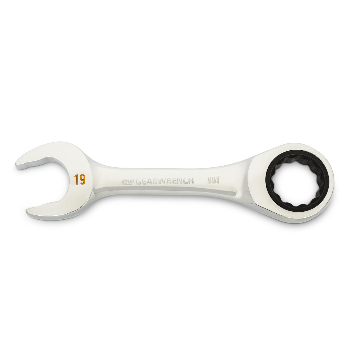 Gearwrench 86849 19mm 90-Tooth 12 Point Stubby Combination Ratcheting Wrench