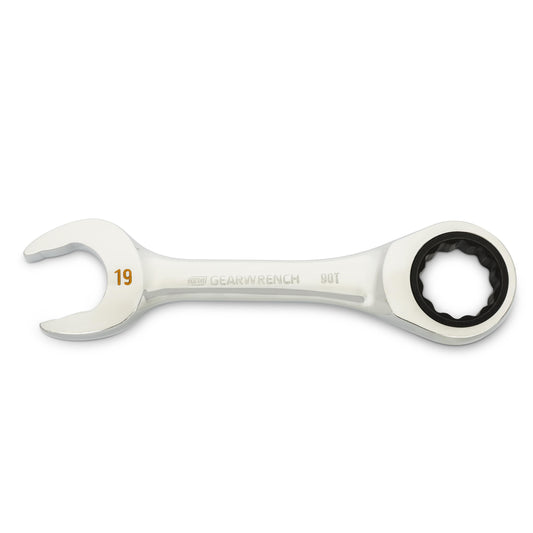 Gearwrench 86849 19mm 90-Tooth 12 Point Stubby Combination Ratcheting Wrench