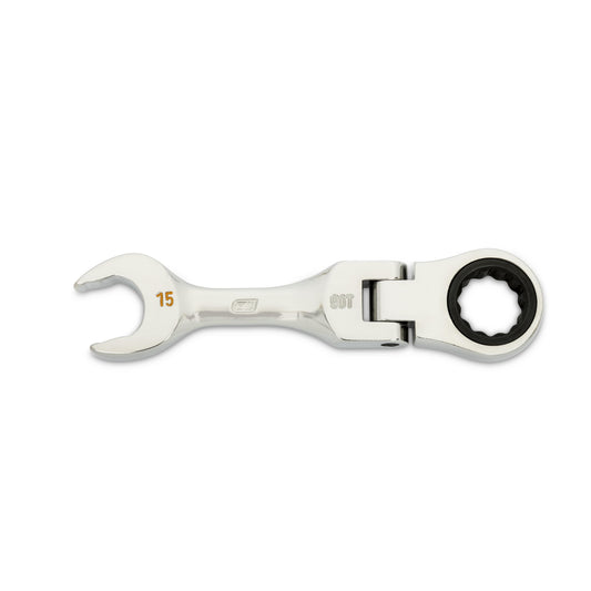 Gearwrench 86865 15mm 90-Tooth 12 Point Stubby Flex Combination Ratcheting Wrench