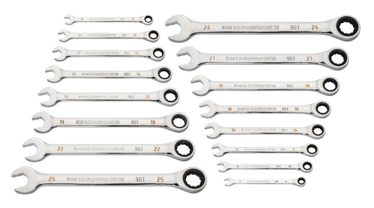 Gearwrench 86928 16 Piece 90-Tooth 12 Point Metric Combination Ratcheting Wrench Set